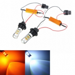 12v 20w 1000lm Dual Color 7440 2835 Led-lampor För Varselljus Blinkers