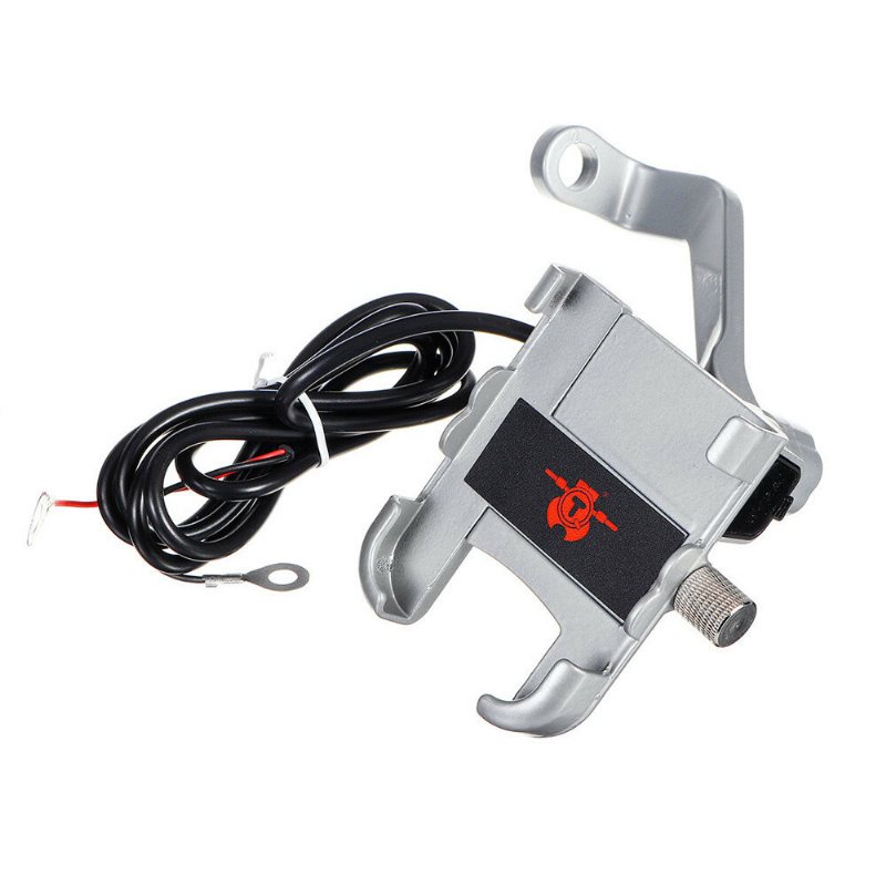 12v 2a Telefonhållare Usb-laddning Aluminiumlegering Motorcykelstyre/backspeglar Monteringsfäste