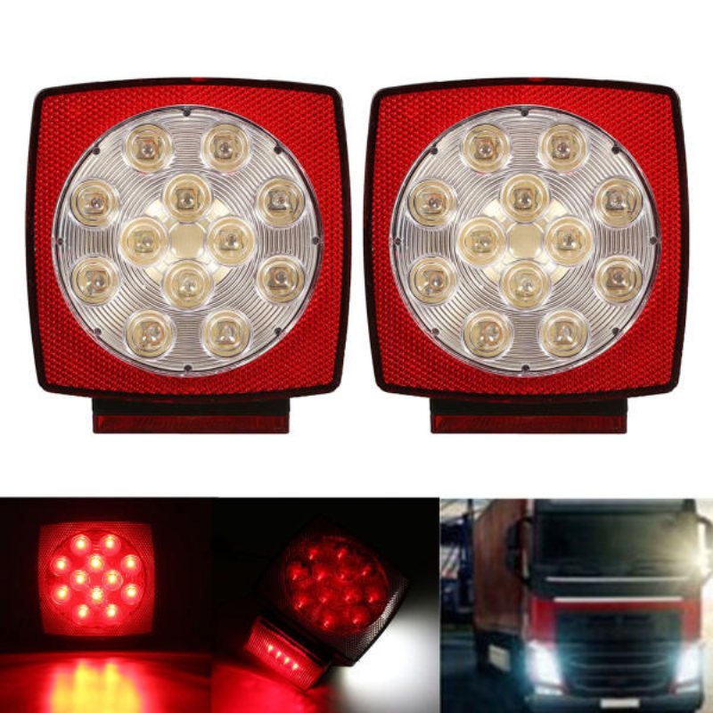 12v Led Fyrkantig Släpbakljus Truck Broms Stopplampa Dubbfäste Universal