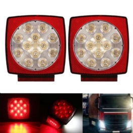 12v Led Fyrkantig Släpbakljus Truck Broms Stopplampa Dubbfäste Universal