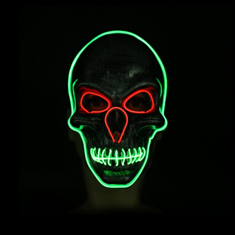 3 Färg Halloween Led Luminous Mask Cosplay För Festival Glow-in-the-dark