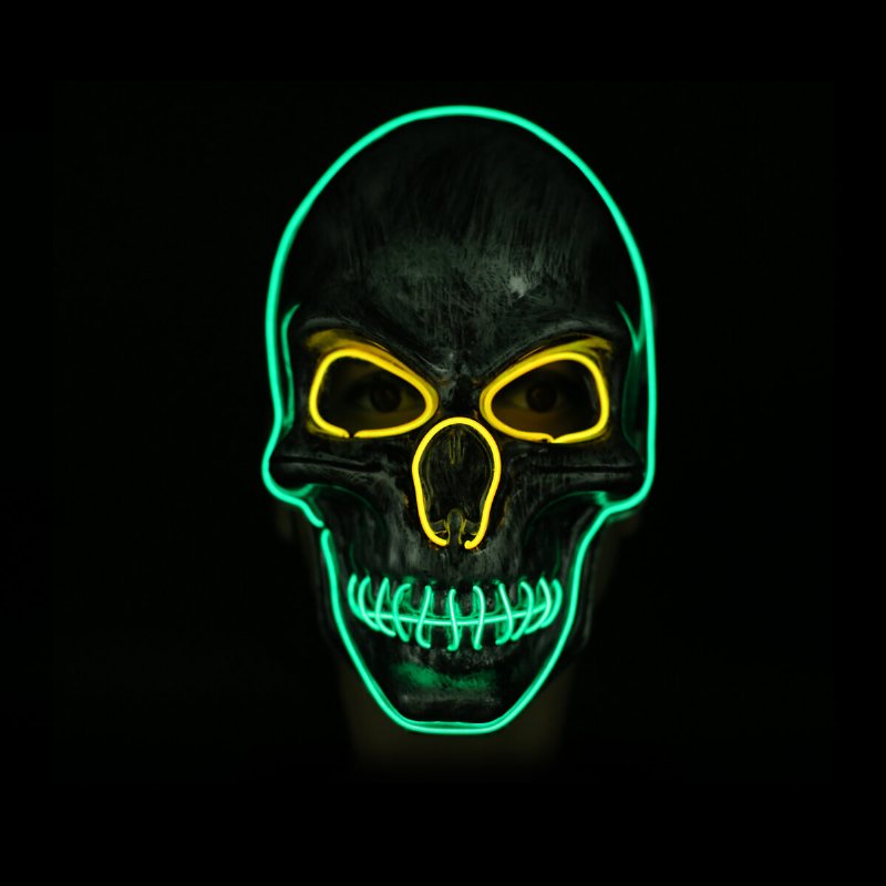 3 Färg Halloween Led Luminous Mask Cosplay För Festival Glow-in-the-dark