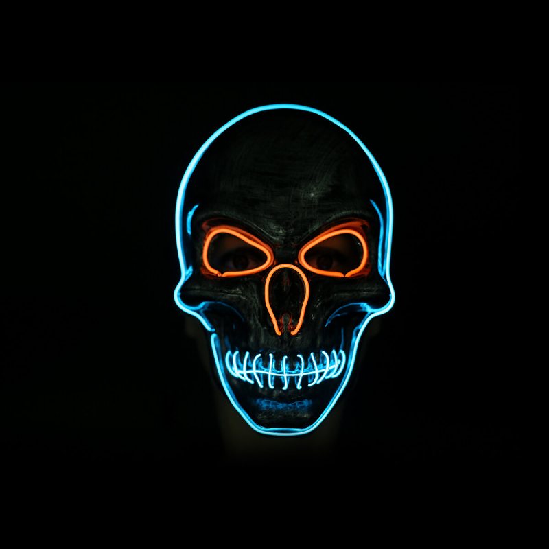 3 Färg Halloween Led Luminous Mask Cosplay För Festival Glow-in-the-dark