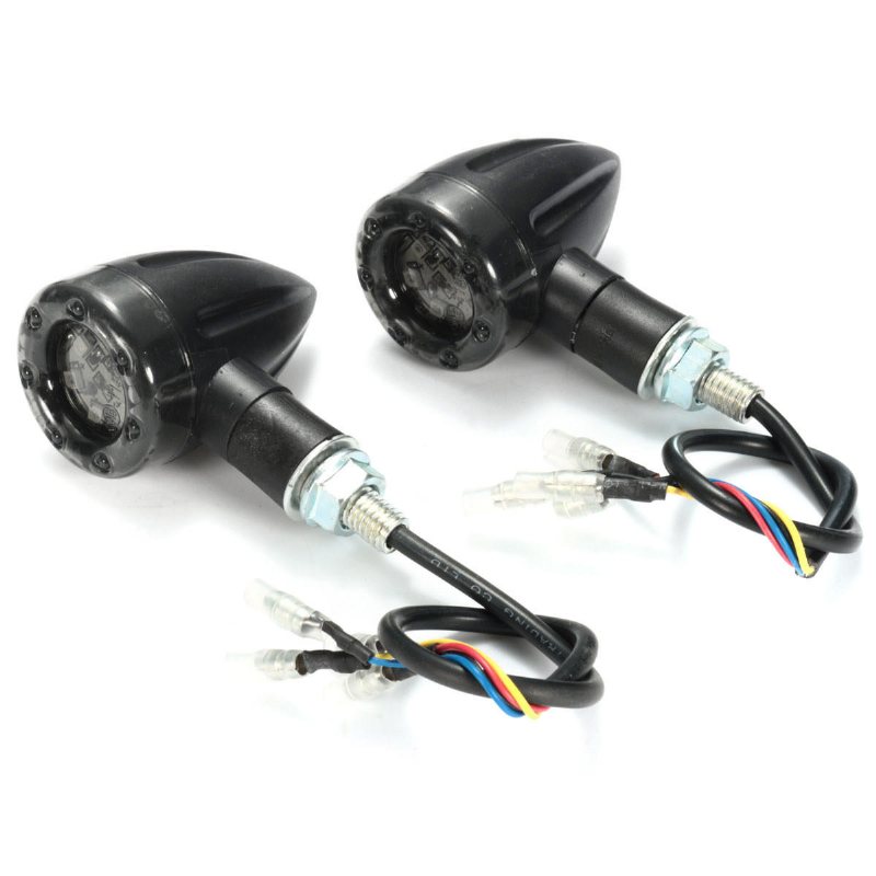 4x Universal Led Bärnsten+rött Ljus Motorcykel Bak Blinkers Bromsljus Körlampa