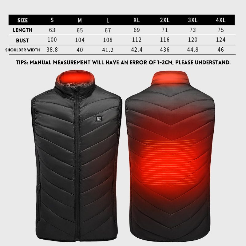 5v Usb Elektrisk Väst Uppvärmd Jacka Termisk Varm Neck + Ryggdyna Vinter Body Warmer Duk