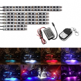 8st Motorcykel Led-ljussatser Strips Dc 12-volt Vattentät Rgb Flerfärgad Underglow Neon Markeffekt Atmosfärsljus Med Fjärrkontroll Och Självhäftande Klämmor