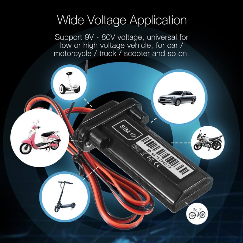 9v-75v Micro Gps Tracker Vattentät Locator Motorcykel Bil Elcykel Scooter Power Standby Inbrottslarm