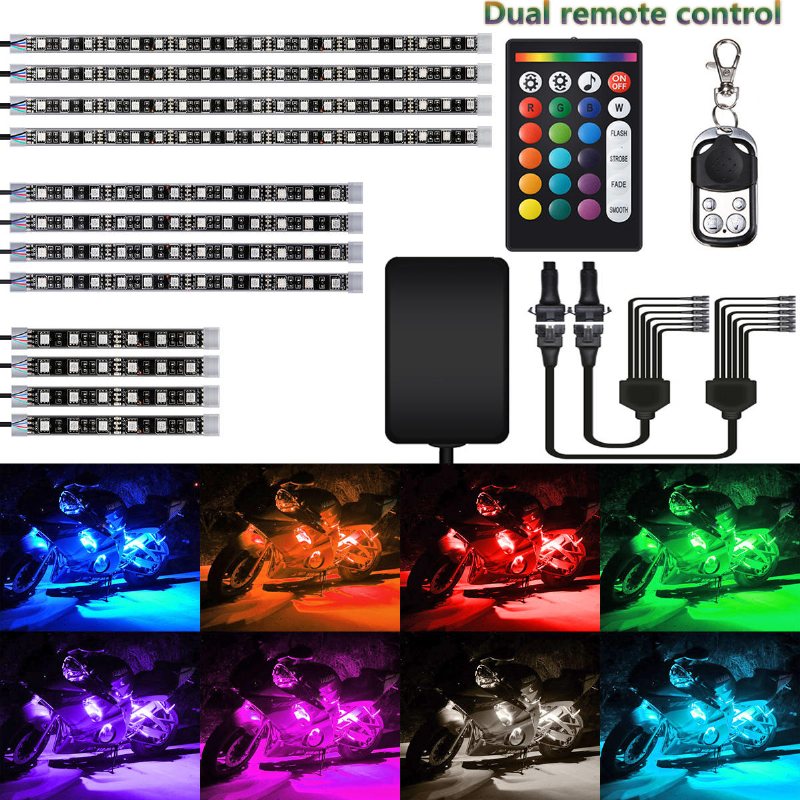 Ambother 12v 12st 18 Färg Rgb Led Rock Effect Light Vattentät Kit Röstfjärrkontroll För Motorcykel Cykel Bil