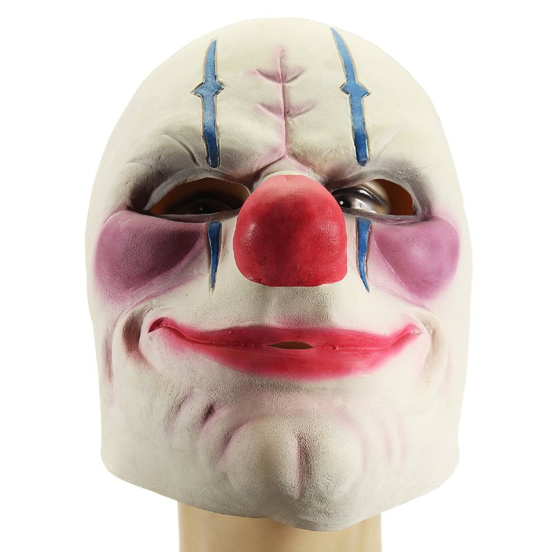 Bankrånare Clown Halloween Mask Skrämmande Clownhuvud Party Kostymdekorationer