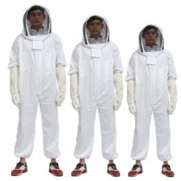 Biodlare Biodling Skyddsslöja Kostym Smock Bee Hat Handskar Full Body Thicken Set