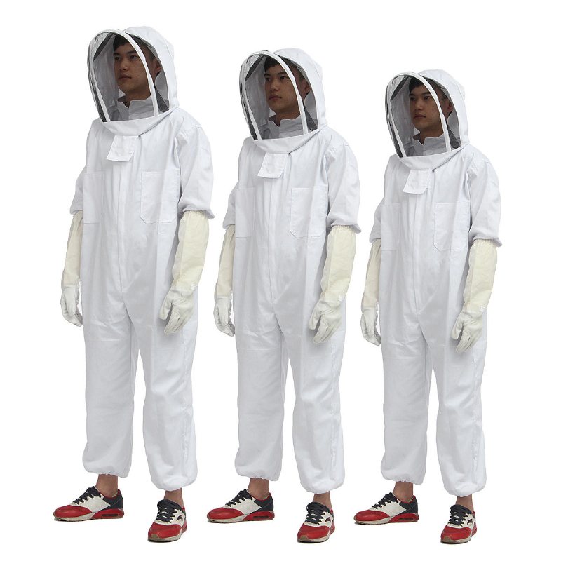 Biodlare Biodling Skyddsslöja Kostym Smock Bee Hat Handskar Full Body Thicken Set