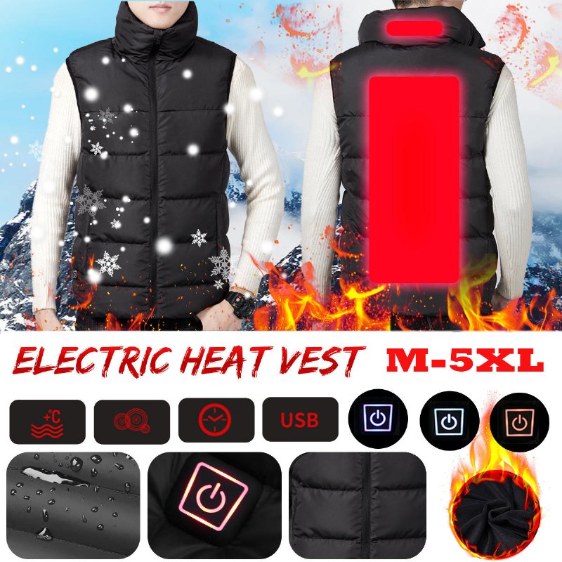 Elektrisk Väst Uppvärmd Tygjacka Usb Warm Up Värmedyna Body Winter Warmer Men