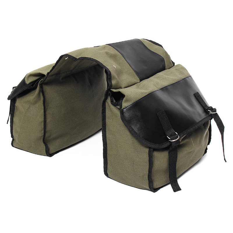 Motorcykel Sadelväskor Canvas Side Back Pack Cykel Multi-purpose Bagageväska Army Green