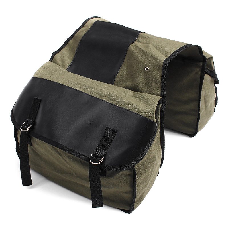 Motorcykel Sadelväskor Canvas Side Back Pack Cykel Multi-purpose Bagageväska Army Green