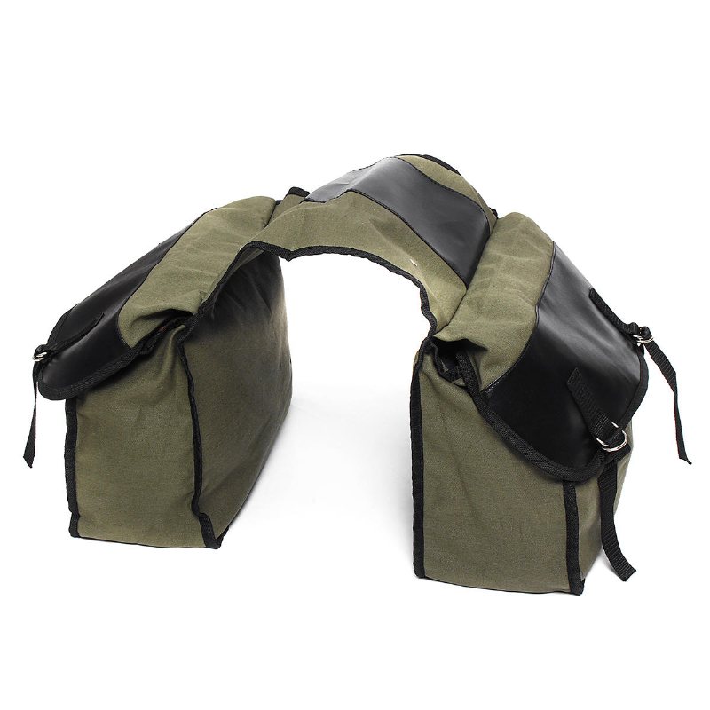 Motorcykel Sadelväskor Canvas Side Back Pack Cykel Multi-purpose Bagageväska Army Green