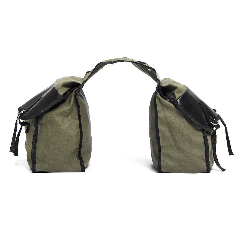 Motorcykel Sadelväskor Canvas Side Back Pack Cykel Multi-purpose Bagageväska Army Green