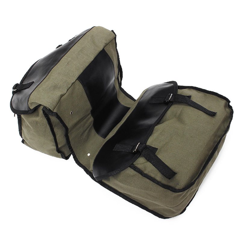 Motorcykel Sadelväskor Canvas Side Back Pack Cykel Multi-purpose Bagageväska Army Green