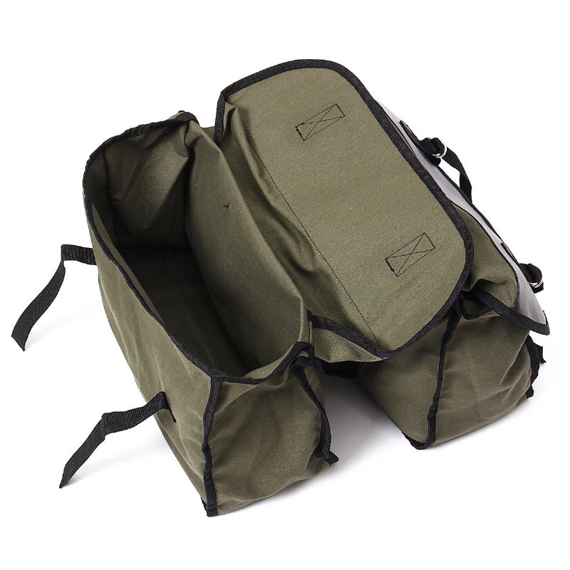 Motorcykel Sadelväskor Canvas Side Back Pack Cykel Multi-purpose Bagageväska Army Green