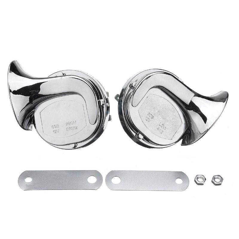 Par 12v 110db Chrome Dual Tone Air Snigelhorn För Bil Van Motorcykel Universal