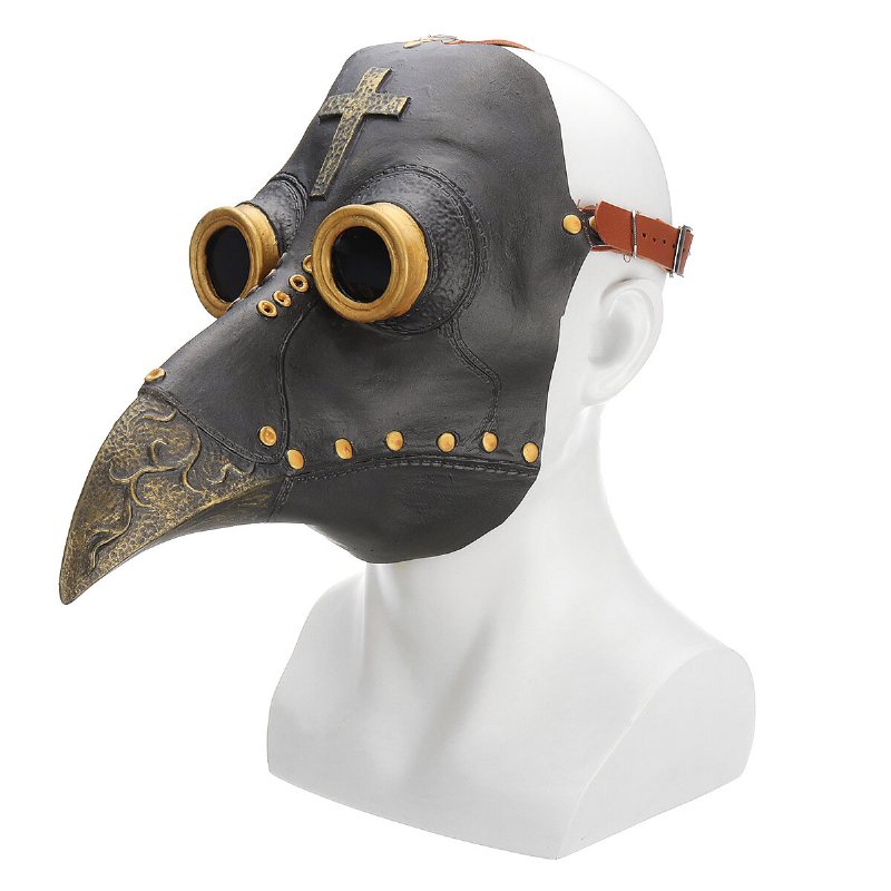 Plague Doctor Mask Halloween Dräkt Fågel Long Nose Beak Pu Läder Steampunk