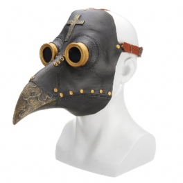 Plague Doctor Mask Halloween Dräkt Fågel Long Nose Beak Pu Läder Steampunk