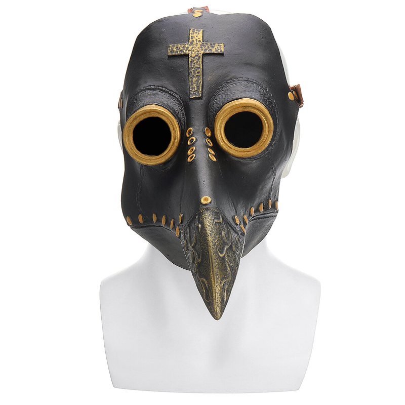 Plague Doctor Mask Halloween Dräkt Fågel Long Nose Beak Pu Läder Steampunk