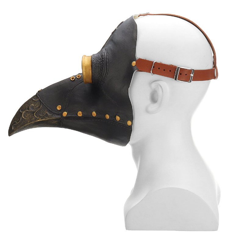 Plague Doctor Mask Halloween Dräkt Fågel Long Nose Beak Pu Läder Steampunk