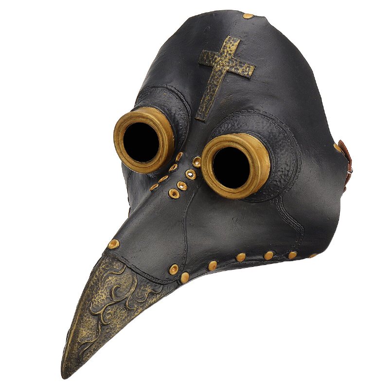 Plague Doctor Mask Halloween Dräkt Fågel Long Nose Beak Pu Läder Steampunk