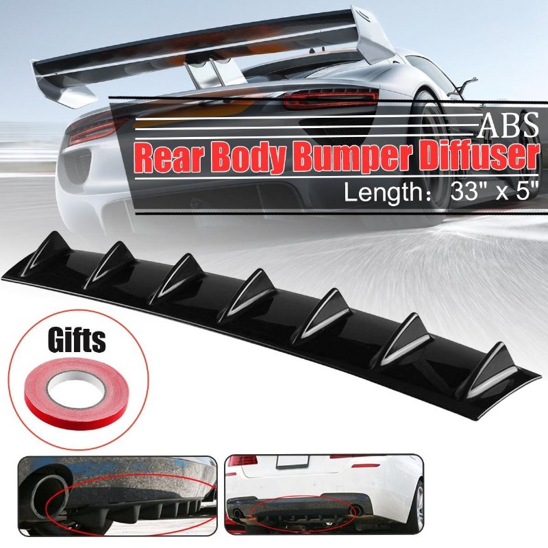 Universal Bakre Nedre Stötfångarskydd Lip Diffuser 7f Ins Kit Pu Spoiler Gloss Black