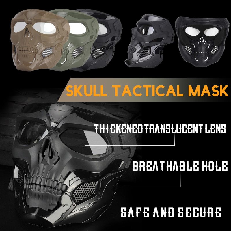 Wosport Skull Airsoft Paintball Mask Taktisk Helmask För Halloween