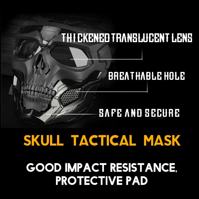 Wosport Skull Airsoft Paintball Mask Taktisk Helmask För Halloween