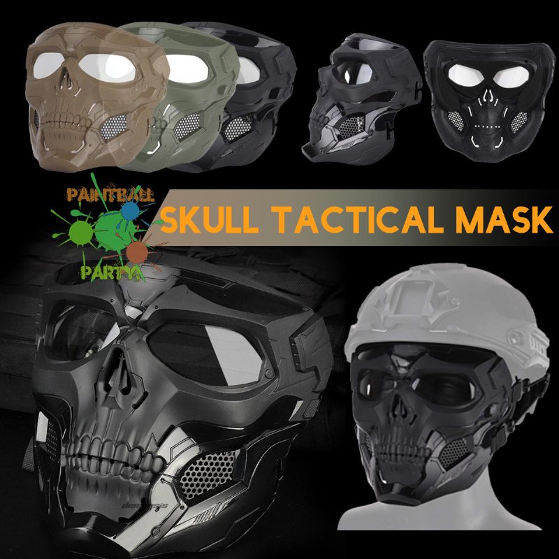 Wosport Skull Airsoft Paintball Mask Taktisk Helmask För Halloween