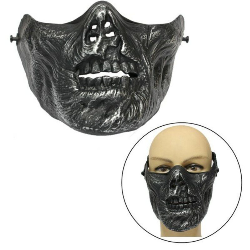 Zombie Skull Skeleton Halv Face Mask Military Hunt Halloween Costume Party