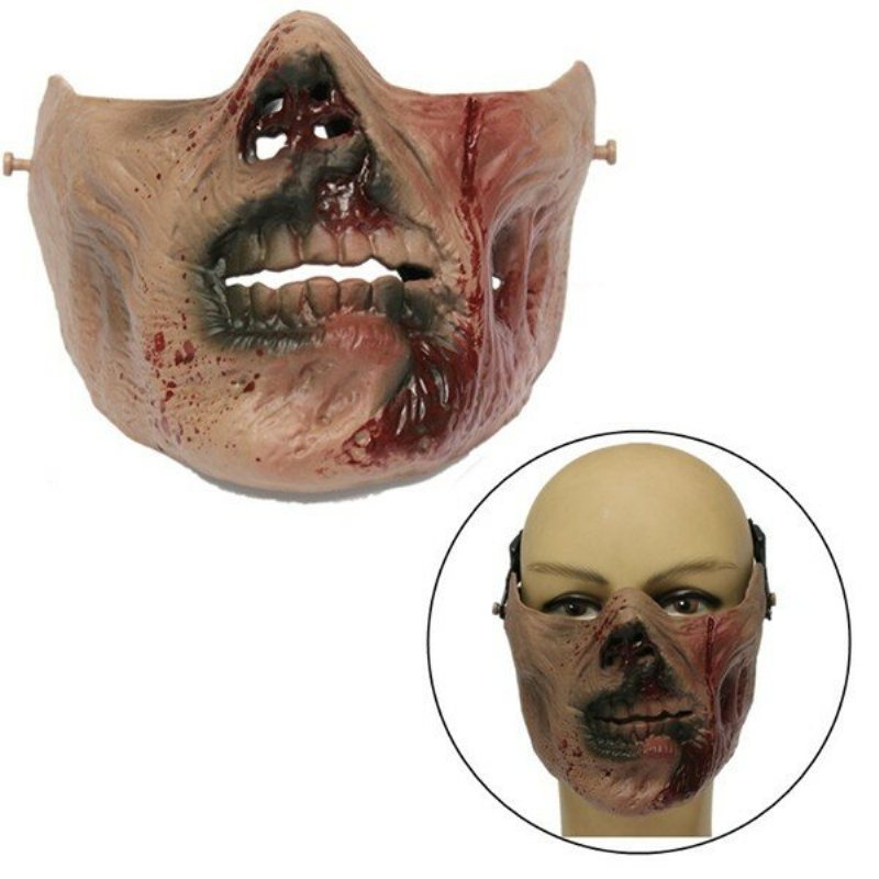 Zombie Skull Skeleton Halv Face Mask Military Hunt Halloween Costume Party