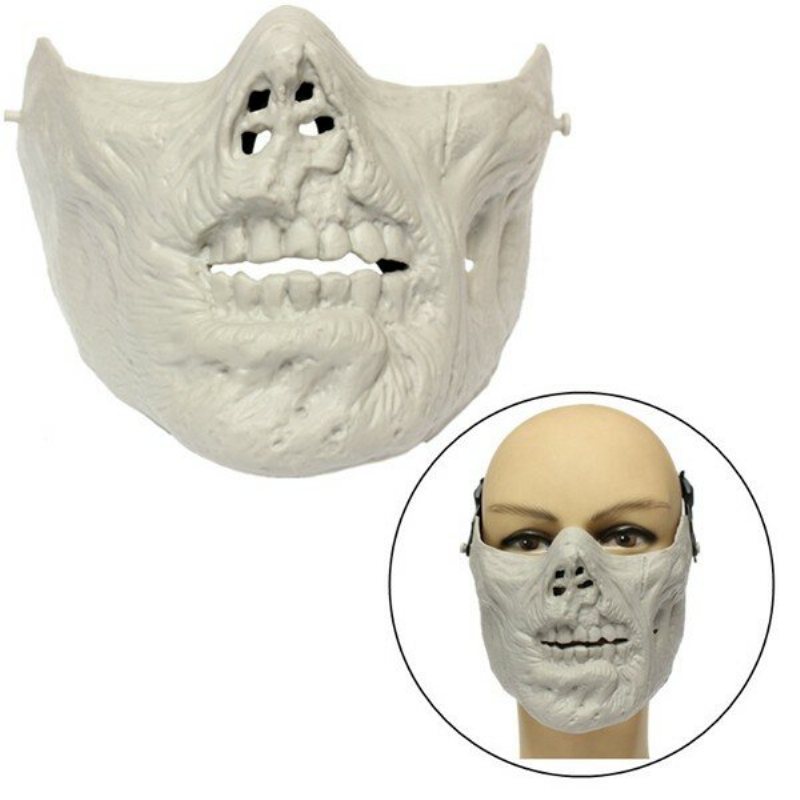 Zombie Skull Skeleton Halv Face Mask Military Hunt Halloween Costume Party