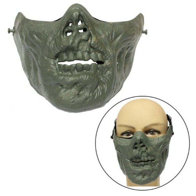 Zombie Skull Skeleton Halv Face Mask Military Hunt Halloween Costume Party