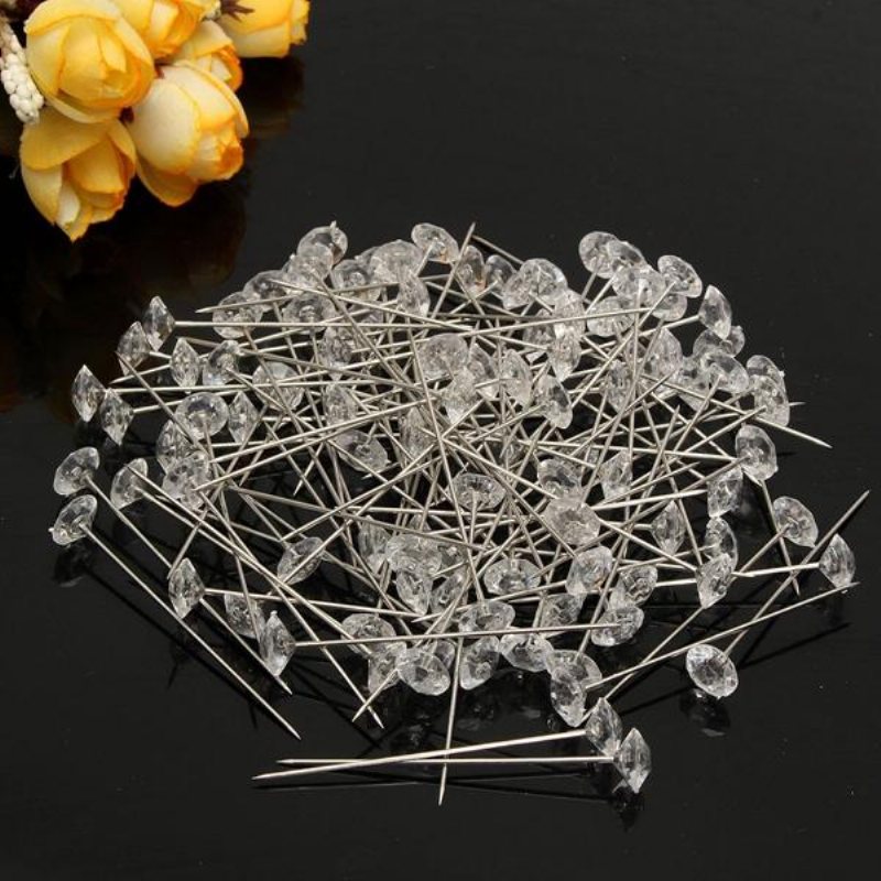 100 St Klara Diamante Blommor Pins Bröllopsbukett Tillbehör Diamond Corsage Florist Craft