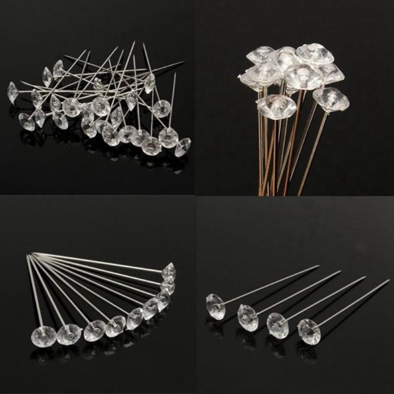 100 St Klara Diamante Blommor Pins Bröllopsbukett Tillbehör Diamond Corsage Florist Craft