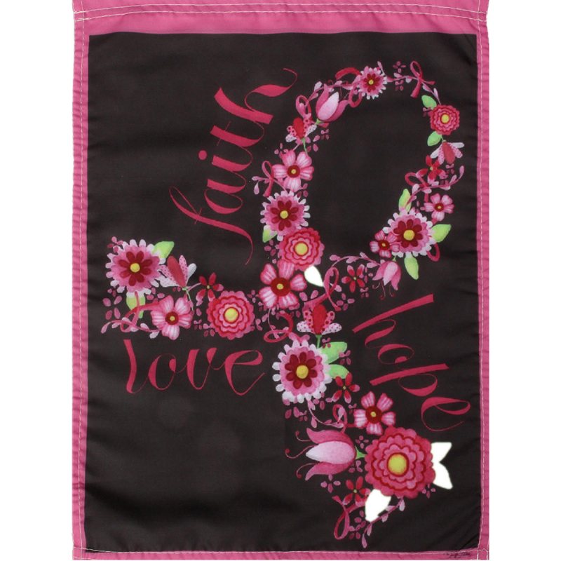 12.5"x18" Faith Hope Love Garden Flagga Rosa Bandet Bröstcancermedvetenhet Blomdekorationer