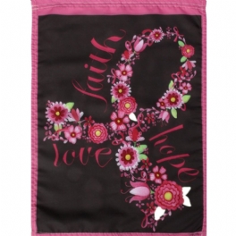 12.5"x18" Faith Hope Love Garden Flagga Rosa Bandet Bröstcancermedvetenhet Blomdekorationer