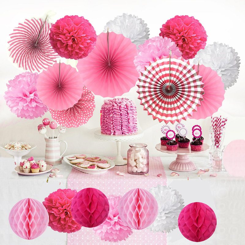 19st Silkespapper Pom Poms Blombollar Pompom För Bröllopsfest Hem Baby Shower Dekorationer