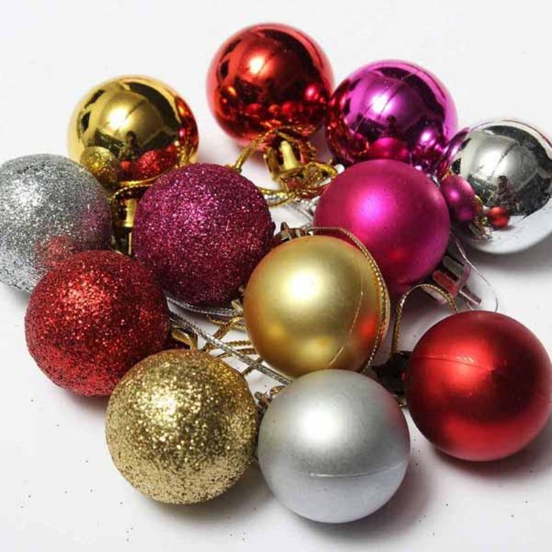 24st Xmas Tree Decoration Christmas Glitter Balls Ornament