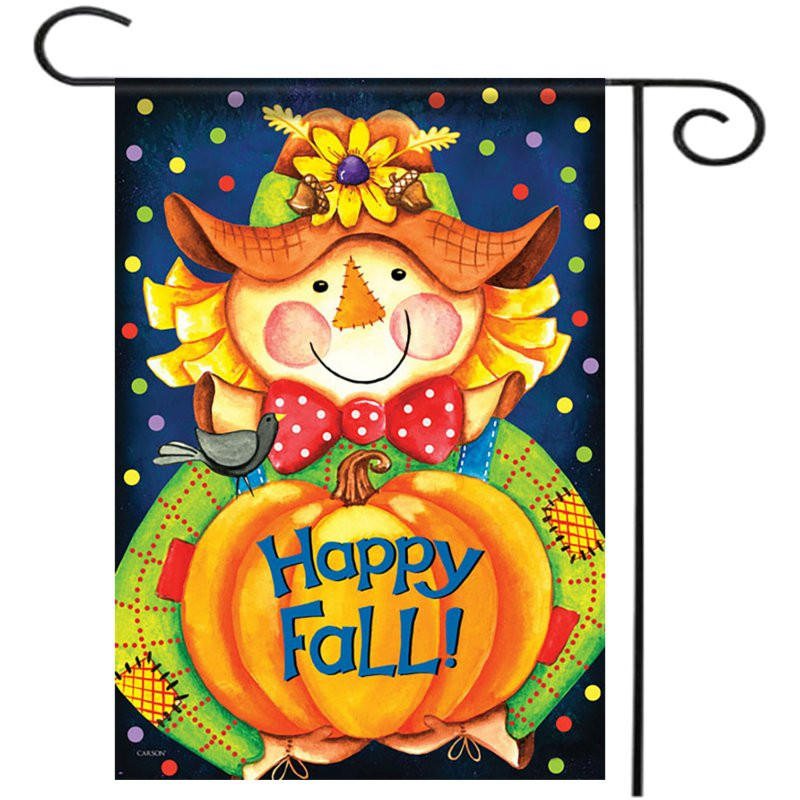 28"x40" Happy Smile Fall Fågelskrämma Welcome House Trädgård Flagggård Bannerdekorationer