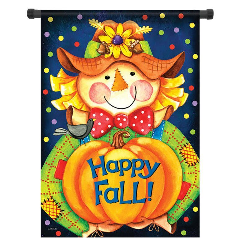 28"x40" Happy Smile Fall Fågelskrämma Welcome House Trädgård Flagggård Bannerdekorationer