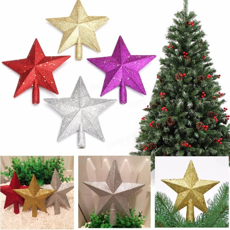 3d Shinny Glitter Star Julgran Topper Xmas Dekoration