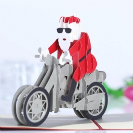 Christmas 3d Motorcykel Santa Claus Pop Up Gratulationskort Julklappsfest