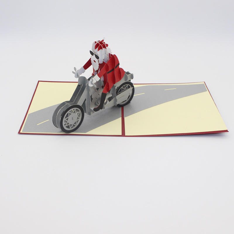 Christmas 3d Motorcykel Santa Claus Pop Up Gratulationskort Julklappsfest