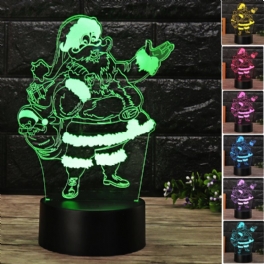 Christmas 3d Santa Claus Led Night Touch Color Changing Illusion Usb Light Lamp