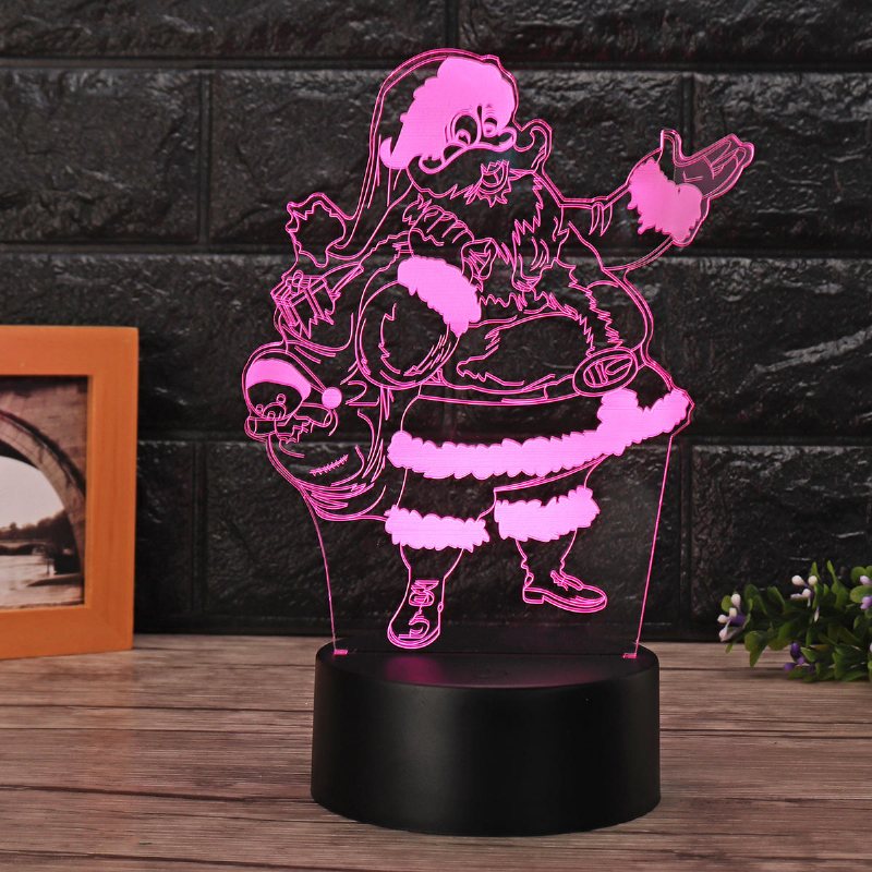 Christmas 3d Santa Claus Led Night Touch Color Changing Illusion Usb Light Lamp