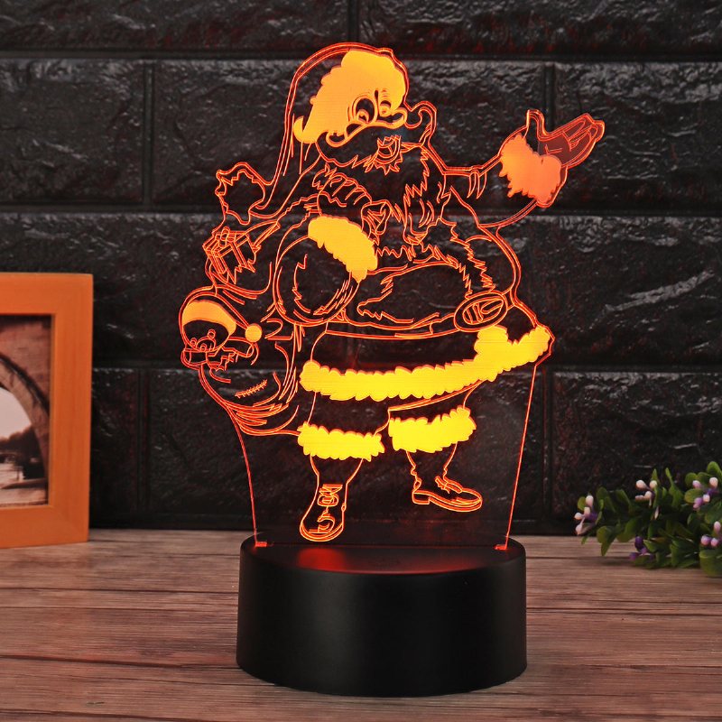 Christmas 3d Santa Claus Led Night Touch Color Changing Illusion Usb Light Lamp